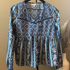 Red Camel Boho Babydoll Style Blouse Size Small